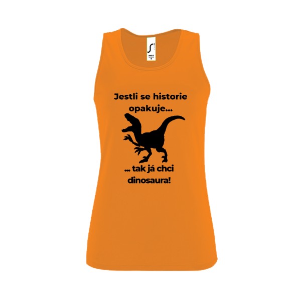 Dámské funkční tílko s potiskem Pro krotitele dinosaurů – sportovkyně